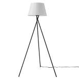 59" Allen Floor Lamp with Linen Shade Matte Black/White - Globe Electric