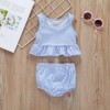 MyKids-USA Baby Girl Striped Graphic Ruffle Tops Combo Shorts 1-Pieces Swimsuit - 2 of 4