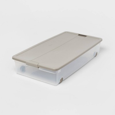 60qt Latching Underbed Spaceship Gray Wheels with Latch and Lid - Brightroom™
