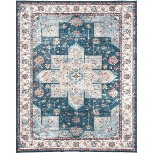 Homefires Keshan Rectangle Rug 8' x 10' – Large Persian-Inspired Indoor/Outdoor Area Rug with Ornate Medallion Design, Durable Polypropylene Weave - 1 of 3