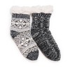 MUK LUKS Women's Chenille Eyelash Mix Cabin Sock (2 Pair Pack) - 2 of 3