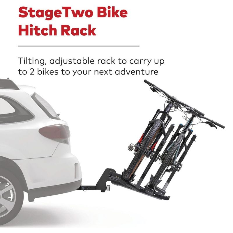 Yakima StageTwo 2 Inch Premium 4 Bike Tiered Adjustable Tray Hitch Bike Rack Accommodates 52 Inches Wheelbases with Remote Tilt Lever and SKS Locks, 5 of 7