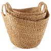 Casafield Set of 3 Water Hyacinth Boat Baskets with Handles, Woven Storage Organizers for Blankets, Laundry, Bathroom, Bedroom, Living Room - 3 of 4