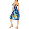 LA LEELA Women's House Daily Routine Evening Wear Boho Backless Smocked Mini Flowy Dress Tube Top Strapless Dresses for Women One Size Blue, Floral - 3 of 3