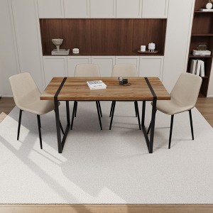 5-Piece Dining Set with Rectangle Kitchen Table and 4 Suede Armless Chairs - 1 of 4