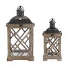Set of 2 Wooden and Metal Hurricane Candles Lantern Brown - Stonebriar Collection - image 3 of 4