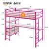 VINGLI Full Metal Loft Bed with Desk,15 Inches Guardrail,Non-Slip Ladder,2 Charging Stations,4 Drawers/Storage Shelves/LED,No Box Spring Needed,Pink - 2 of 4