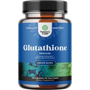 Glutathione Capsules, Natural Skin Whitening Anti-Aging Benefits Reduced L-Glutathione Pills for Men & Women, Pure Antioxidant, Nature's Craft, 120ct - 1 of 4