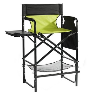 Karl Home 26in Navy Iron Pipe Folding Director Chair with Built-in Cup Holder, Side Table, Storage Pocket - 1 of 1