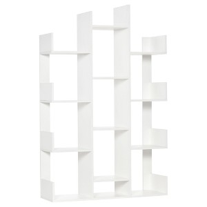 HOMCOM Tree Bookshelf, Modern Freestanding Bookcase with 13 Open Shelves, Display Unit for Living Room, Study, or Office, White - 1 of 4
