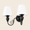 PAKOKULA 2-Light Farmhouse Black Wall Sconce with White Fabric Shade - 3 of 4