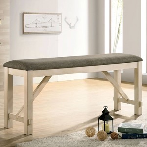 60" Altamont Padded Seat Counter Height Bench Ivory/Gray - HOMES: Inside + Out - 1 of 4