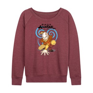 Women's - Avatar: The Last Airbender - Aang Swirl Lightweight French Terry Wide Neck Long Sleeve Shirt - 1 of 4