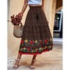 Women's Flowy A-Line Skirt Elastic Waist Floral Print Maxi Skirt with Drawstring Vacation Beach Skirt - 4 of 4