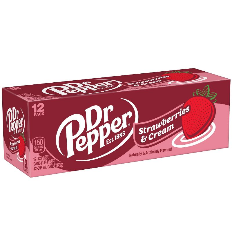 Dr Pepper Strawberries &#38; Cream Soda - 12pk/12 fl oz Cans, 2 of 11