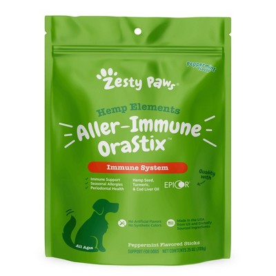 Zesty Paws Hemp Elements Allergy Immune Orastix for Dogs - Peppermint Flavor - 25oz