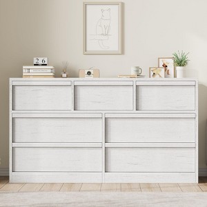 Jojoka Drawer Dresser for Bedroom, Wooden Wide Double Dresser Organizer, Modern Chest of Drawers with Large Storage for Living Room, Entryway - 1 of 4