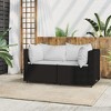 vidaXL Black Corner Sofas with Cushions 2 pcs - Poly Rattan Finish for Garden and Patio - Comfortable Seating and Backrest - 2 of 4