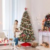 RONSHIN Prelit Pencil Snow Flocked Spruce Christmas Tree, Pre-Decorated with Pine Cones & Foldable Stand, Artificial Xmas Tree in Green-White - 3 of 4