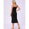 INSPIRE CHIC Women's Sleeveless Ribbed Knit Summer Midi Camisole Nightgowns - 4 of 4