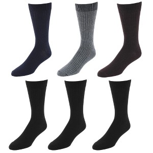 Knocker Men's Handsome Ribbed Comfort Dress Socks (6 Pairs) : Target