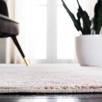 Beige & Pink Hand-Knotted Chic Synthetic Area Rug - 2'x7'