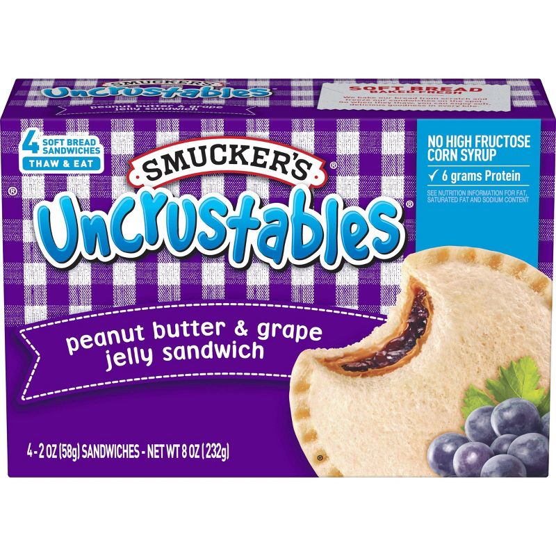 Smucker's Uncrustables Frozen Peanut Butter & Grape Jelly Sandwich, 1 of 9