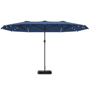 Garden Parasol 14.4ft Double-Sided Sun Umbrella with Base, Patio Parasol with LED Solar Lights - 1 of 4