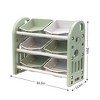 Kids Toy Storage Organizer With 6 Bins Multi-Functional 3-Tier Shelf Organizer Storage Cabinet Unit For Playroom Bedroom Living Room Green - 4 of 4