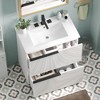 Lyngins Modern Bathroom Vanity with Sink – Bright White Ceramic Basin, Handcrafted Fluted Bathroom Storage Cabinet for Vanity Bathroom - 2 of 4