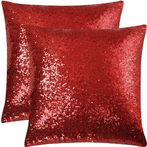 PiccoCasa Sequin Throw Pillow Covers Glitzy Cushion Covers Shiny Sparkling Satin Pillowcase 2 Pcs - 1 of 4