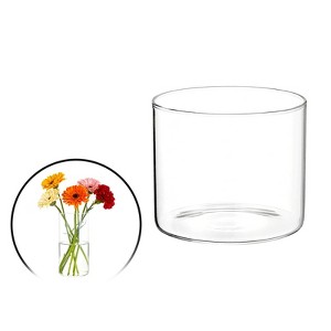 Unique Bargains Glass Bouquet Floating Candle Decorative Cylinder Vase Clear - 1 of 4