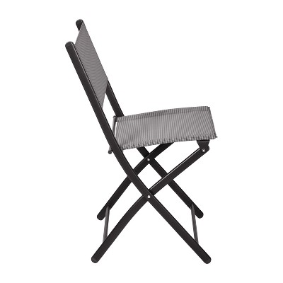 Gray and Black Steel Frame Folding Chairs, Set of 2