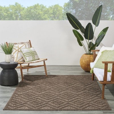 Nourison Brown Diamond Pattern Indoor/Outdoor 5' x 7' Area Rug