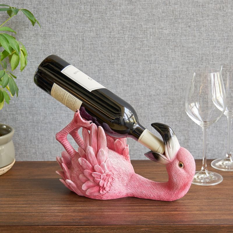 True Flamingo Polyresin Wine Bottle Holder Set of 1, Pink, Holds 1 Standard Wine Bottle, Pink, 5 of 10