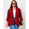 WhizMax Women's Plus Size 3/4 Sleeve Open Front Blazer Casual Long Sleeve Cardigan Jacket Office LongLine Pelpum Blazer - 2 of 4