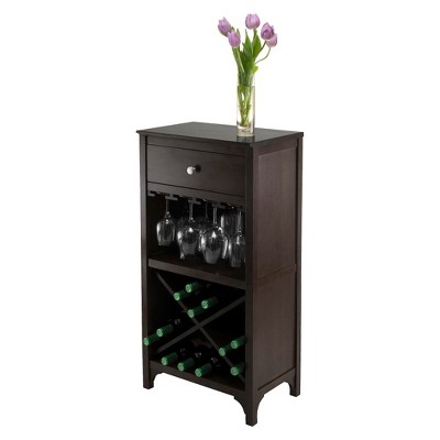 Elegant Transitional Black Wine Cabinet with X-Shelf and Glass Rack