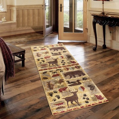 Vynxaria Nature's Nest Lodge Area Rug - 2ft x 3ft Black Bear & Southwestern Motifs