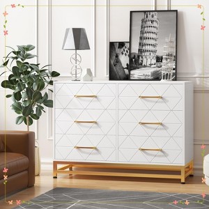 Jojoka Dresser for Bedroom with 6 Drawer, TV Stand Wood Dressers Chest of Drawers - 1 of 4