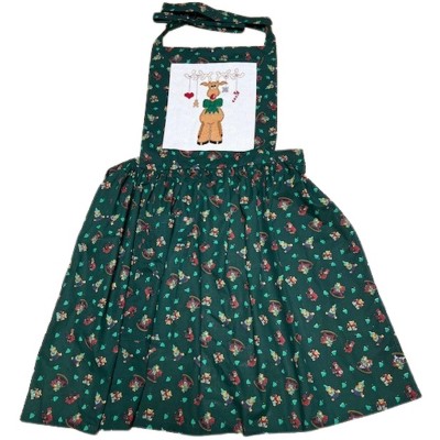 Handmade Apron with Rudolph Cross-Stitch Panel for Home or Restaurant