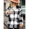 Womens Coat Double Fleece Plaid Button Down Collar Pocket Coat - 4 of 4