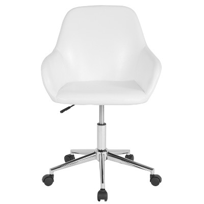 White LeatherSoft Mid-Back Ergonomic Swivel Office Chair