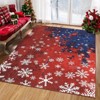 Snowflake Christmas Area Rug, Non Slip Foldable Low Pile Decorative Stain Resistant Carpet for Living Room Bedroom, Red/Blue - 2 of 4