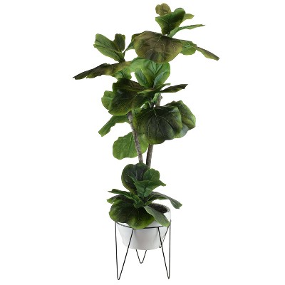 44" x 20" Artificial Fig Plant in Mid Century Plant Stand - LCG Florals