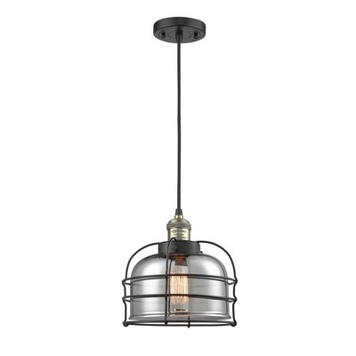 Bell Cage - 1 Light Cord Hung Mini Pendant In Traditional Style-10 Inches Tall and 9 Inches Wide