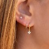 3 Pairs Small Gold Hoop Earring, 14K Gold Plated Earring Stacks Butterfly Heart Star Moon Bow Four Leaf Rhombus Round CZ Pearl - 4 of 4