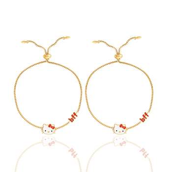Sanrio Hello Kitty BFF Bracelets  Gold Plated Best Friends Lariat Bracelets - Set of 2, Officially Licensed Authentic