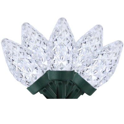 Northlight 100ct Faceted LED C7 Christmas Lights Pure White - 66' Green Wire