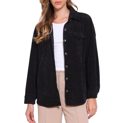 INSPIRE CHIC Women's Button Down Long Sleeve Pointed Collar Corduroy Jacket
