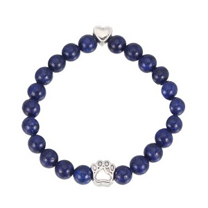 Unique Bargains White Stone Bead Heart Paw Print Dog Mom Memorial Bracelet 1 Pc - 1 of 4